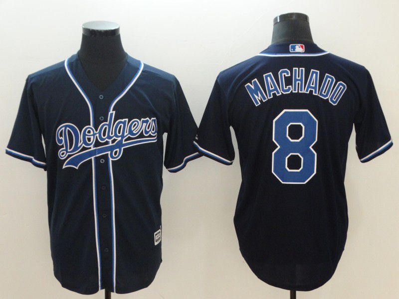 Men Los Angeles Dodgers 8 Machado Black Throwback MLB Jerseys